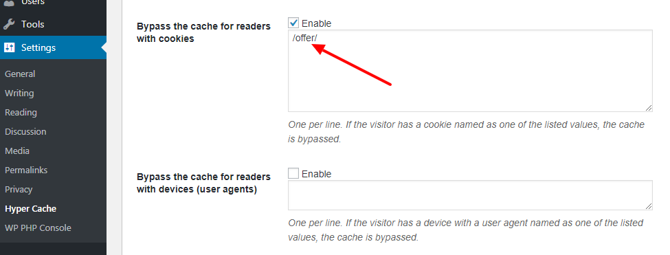 To exclude “offer” pages enter your noted offer page slug (from step 1) as shown in screenshot:  /offer/