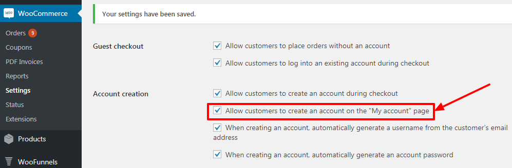 Enable creating an account on "My Account" page