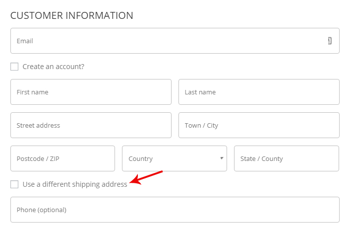 Use a different shipping address