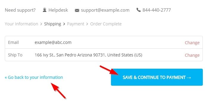 Preview the step button labels on a multi-step checkout form