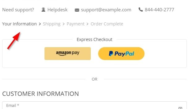 Preview of the multi-step checkout form