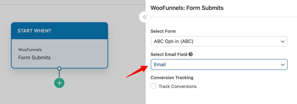 map the email field