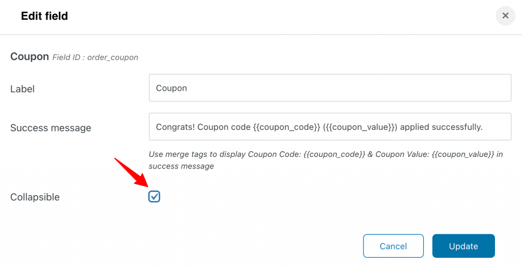 Make The Coupon Field Collapsible