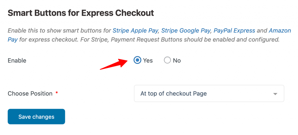 Enable smart buttons for express checkout