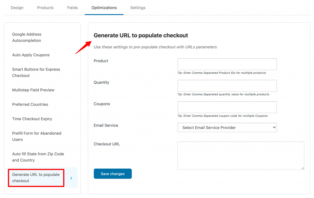 Generate URL to populate checkout