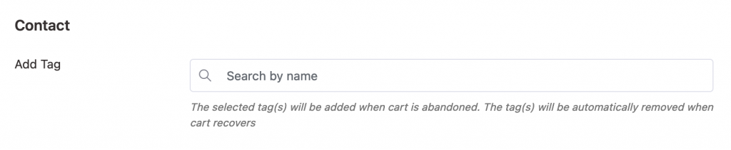 Add tags - Cart Contact settings