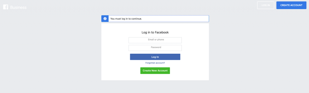 Log in to your Facebook Business suite account