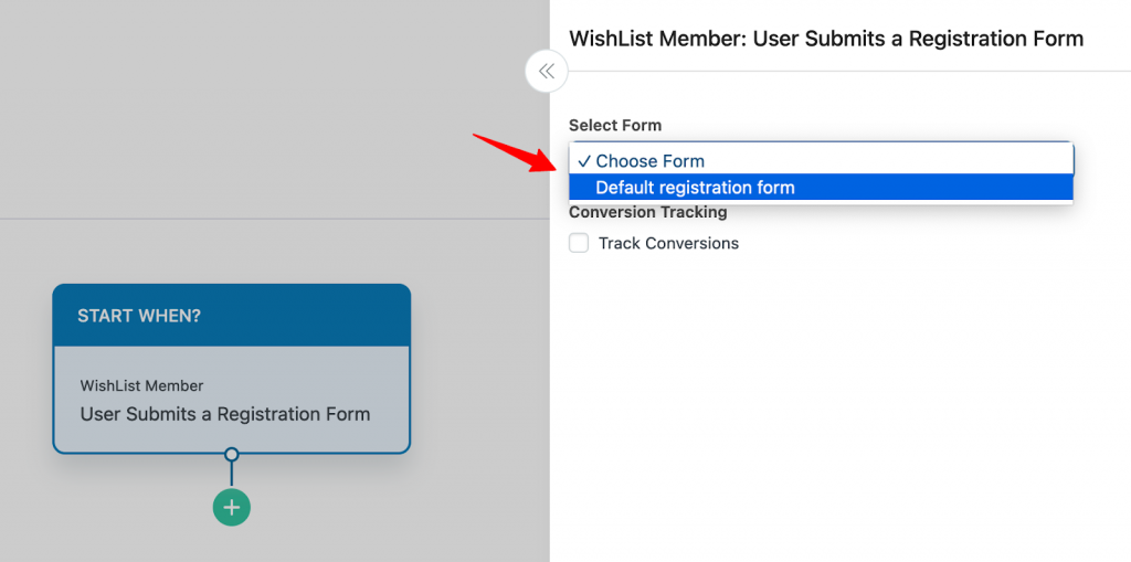 Select the Wishlist member registration form