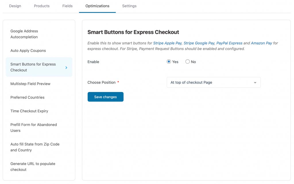 Smart buttons for express checkout