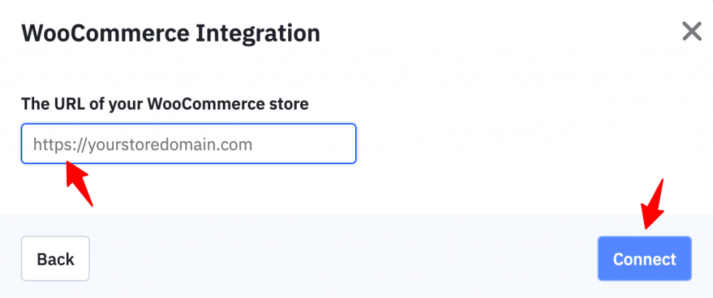 Enter the URL of your WooCommerce store