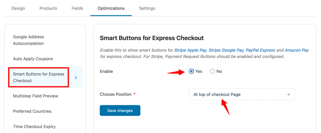 Enable express payment buttons