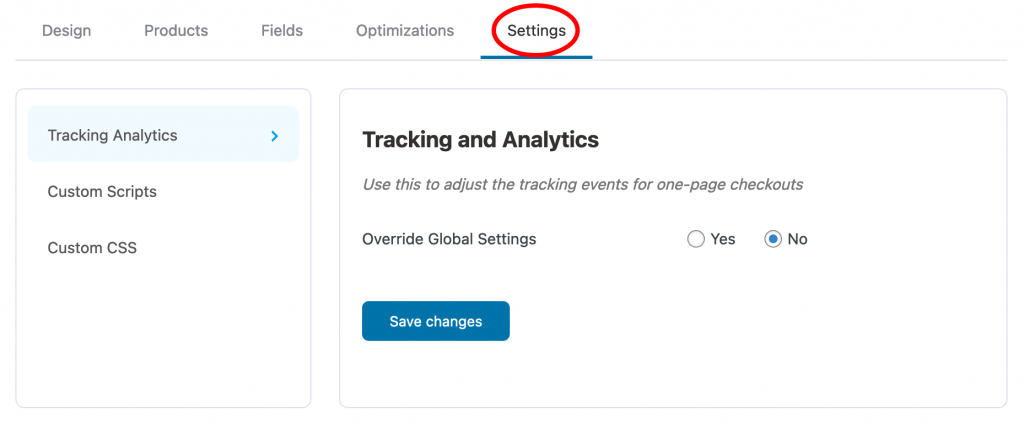 Go to the "Settings" tab