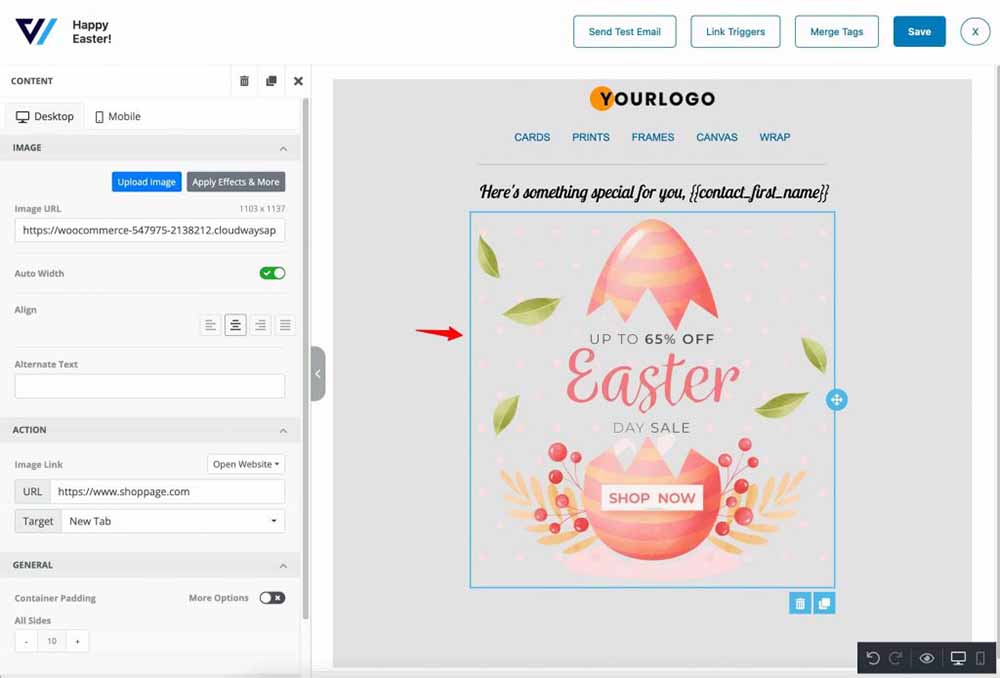 Add your Easter image to your workspace