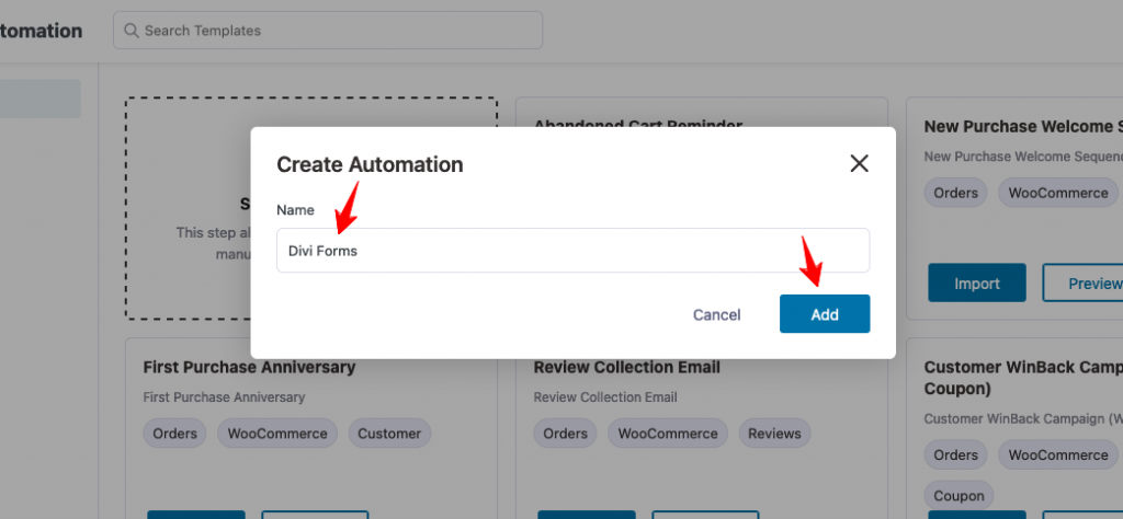 Enter the name of your automation